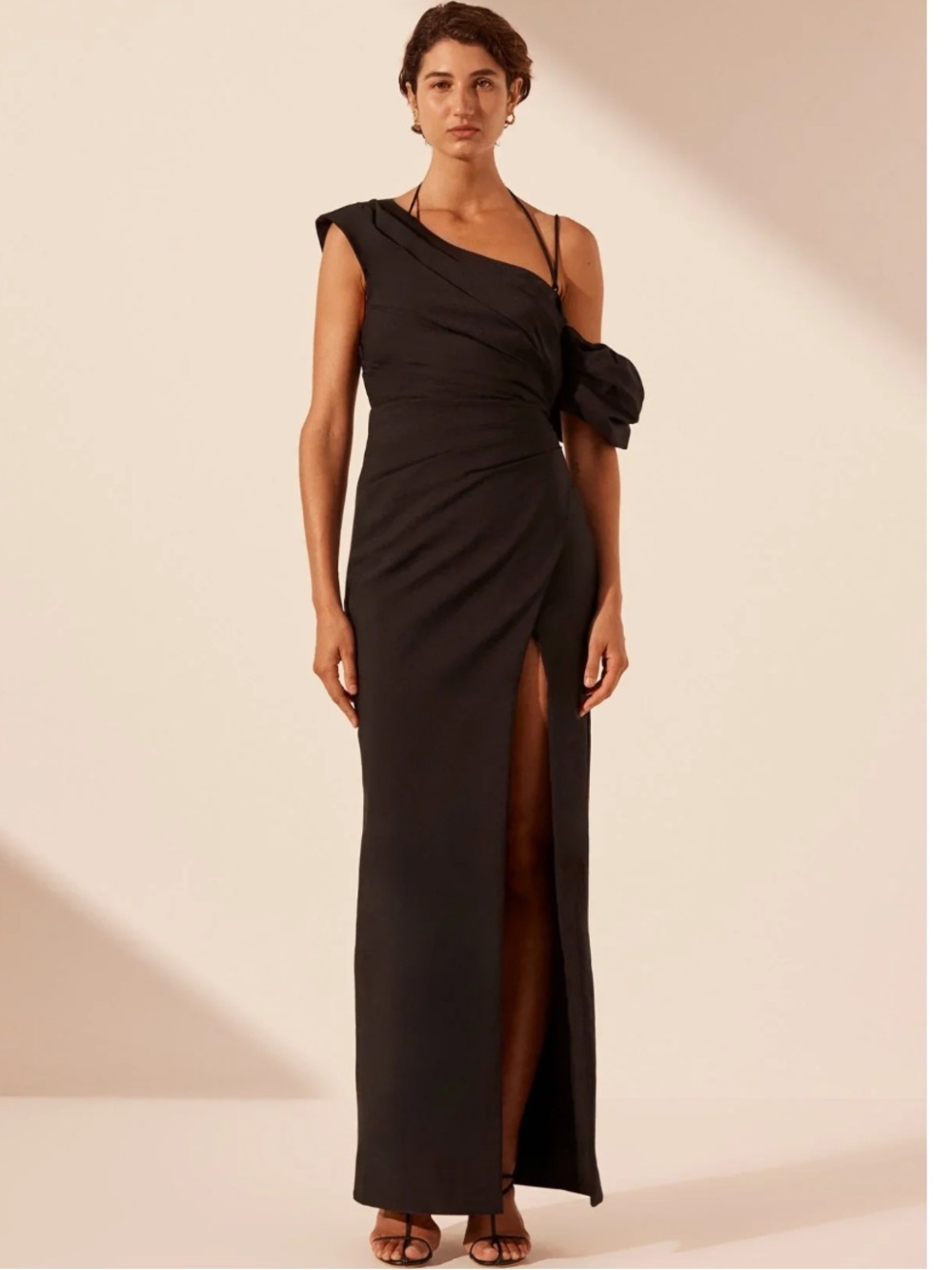 NWT Shona Joy Black Draped Gown